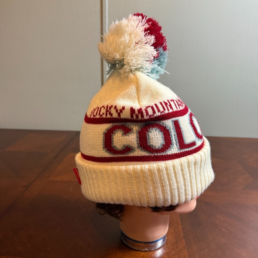 Rocky Mountain Colorado Beanie Hat Pom Pom Knit Winter Ski Cap Robin Ruth